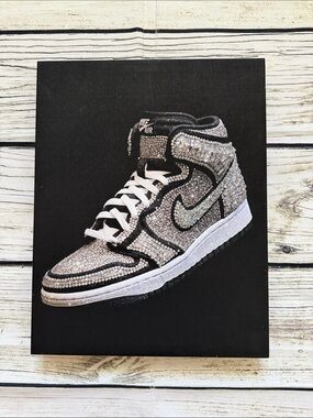 ♡ Nike Air Diamond Embellished Silver High Top Sneaker Canvas Picture